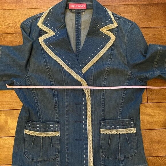 A Priori Denim Jacket with Lace Detail and Pockets - Picture 5 of 8